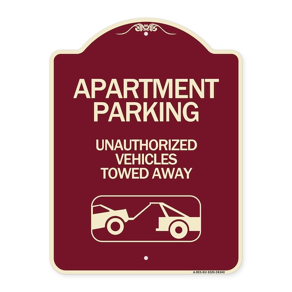 Signmission Apartment Parking Unauthorized Vehicles Towed Away Heavy-Gauge Alum Sign, 24" x 18", BU-1824-24340 A-DES-BU-1824-24340 - main